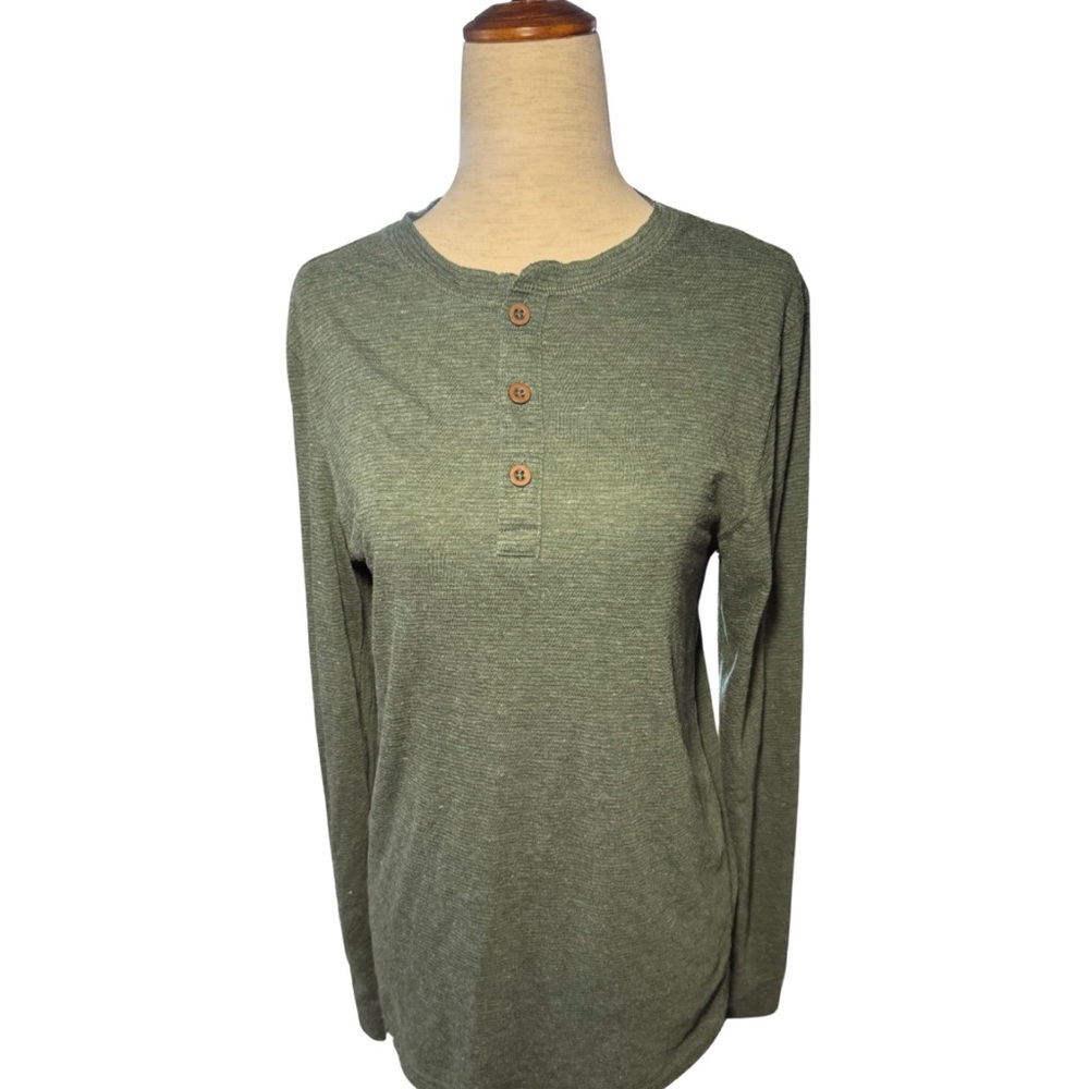 Olive Green‎ Long Sleeve Henley Top